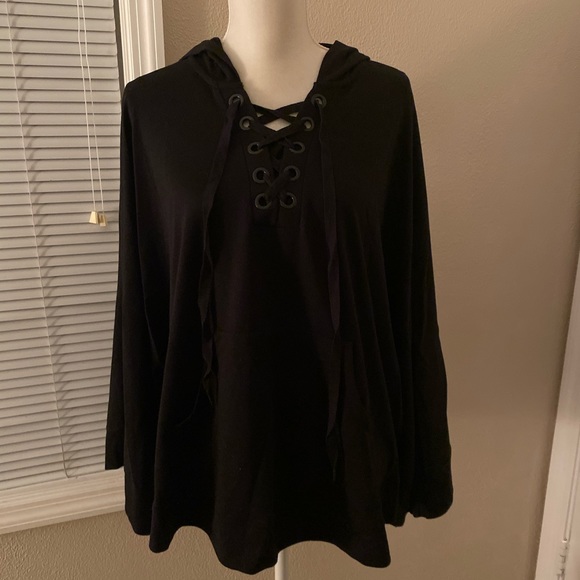 black poncho hoodie